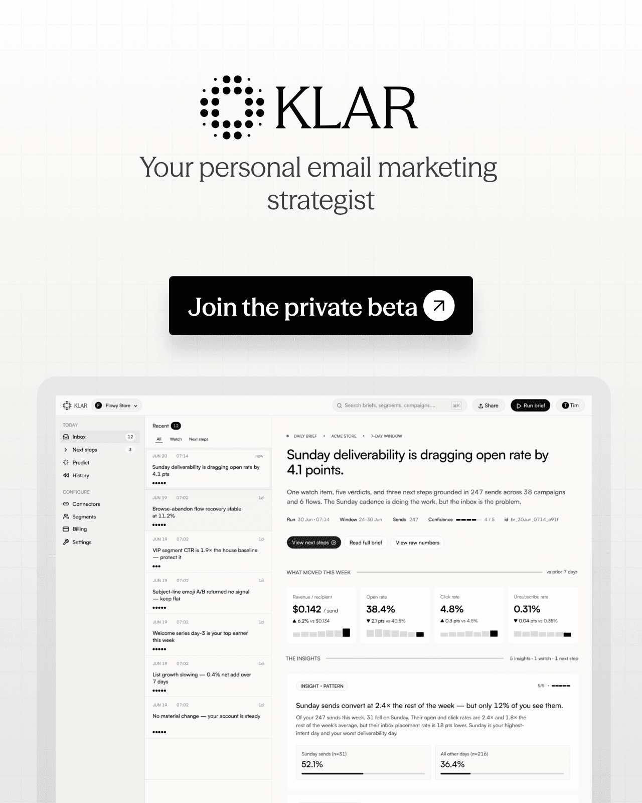 Klar | Email performance intelligence platform